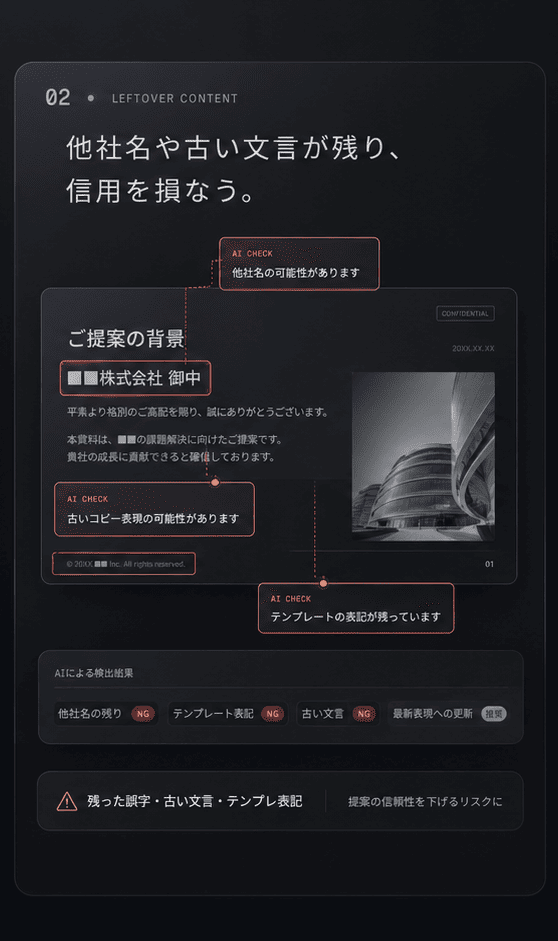 他社名や古い文言が残る